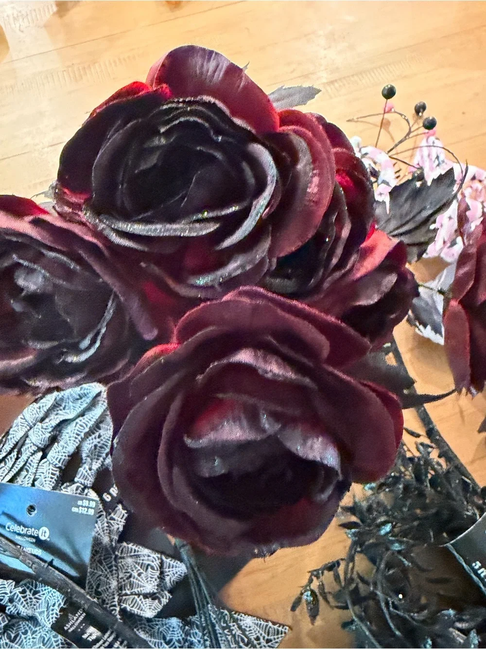 Halloween NWT lot of Decorative Mixed Faux Floral Stems goth flowers for crafts